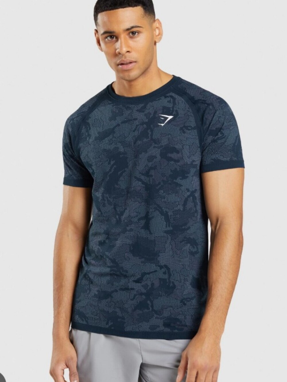 Gymshark GEO SEAMLESS T-SHIRT Navy/Fog Blue Size XXXl EUC